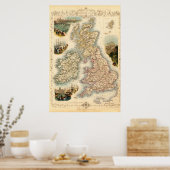 Vintage Britische Isle Map - 1850er Jahre Poster (Küche)