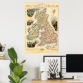 Vintage Britische Isle Map - 1850er Jahre Poster (Heimbüro)