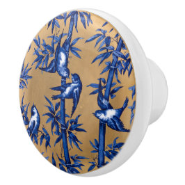 Vintage britische Kunst Vögel Bambus Keramikknauf