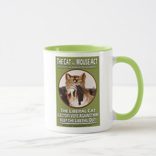 Vintage britische Suffragette-Katzen-und Mäusetat Tasse (Rechts)