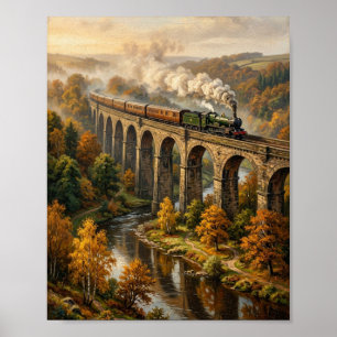 Vintage britischer Dampfzuggüterbahnhof Poster