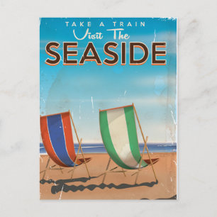 Vintage britisches Reise-Strandplakat. Postkarte