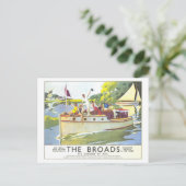 Vintage Broads in England Travel Poster Postkarte (Stehend Vorderseite)
