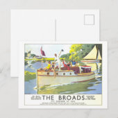 Vintage Broads in England Travel Poster Postkarte (Vorne/Hinten)