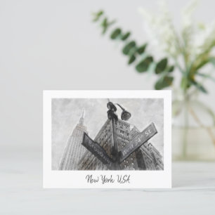 Vintage Broadway Eckschild – New York City Postkarte