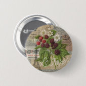 Vintage Brombeeren Französische Ephemera Art Colla Button (Vorne & Hinten)