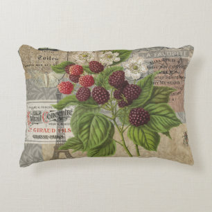 Vintage Brombeeren Französische Ephemera Art Colla Dekokissen