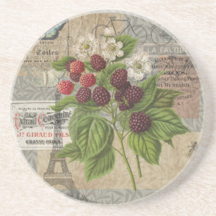 Vintage Brombeeren Französische Ephemera Art Colla Getränkeuntersetzer