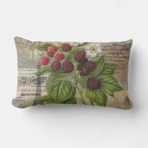 Vintage Brombeeren Französische Ephemera Art Colla Lendenkissen