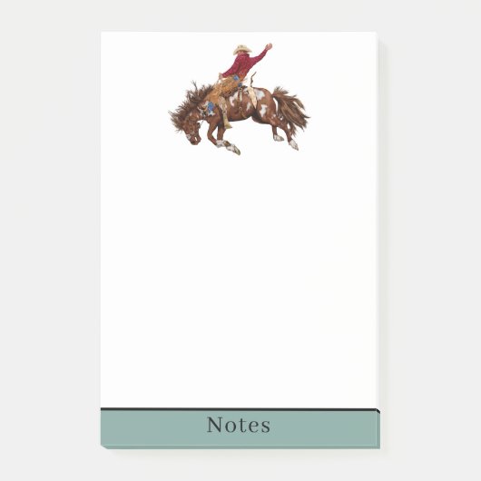 Vintage-Bronco-Reiter Post-it Klebezettel (Vorderseite)