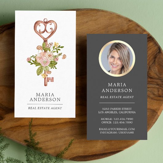 Vintage Bronze-Taste Real Anwesen Agent Foto Visitenkarte