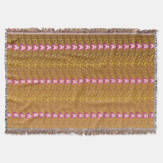 Vintage Bronze- und Pink-Blütenmuster Decke (Vorderseite)