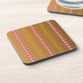 Vintage Bronze- und Pink-Blütenmuster Getränkeuntersetzer (Linke Seite)