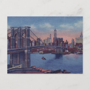 Vintage Brooklyn Bridge Feiertagspostkarte