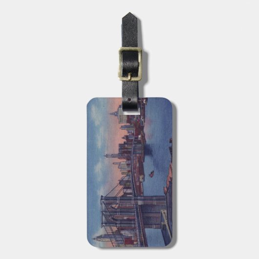 Vintage Brooklyn Bridge Gepäckanhänger (Vorderseite vertikal)