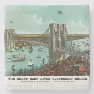 Vintage Brooklyn Bridge Lithografie Steinuntersetzer