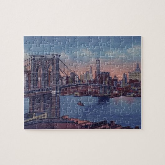 Vintage Brooklyn Bridge Malerei Puzzle (Horizontal)