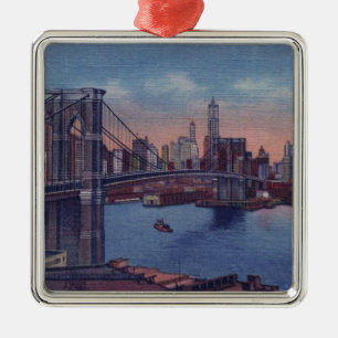 Vintage Brooklyn Bridge Ornament Aus Metall