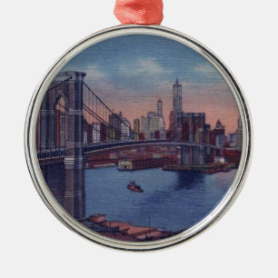 Vintage Brooklyn Bridge Ornament Aus Metall