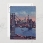 Vintage Brooklyn Bridge Postkarte (Vorne/Hinten)