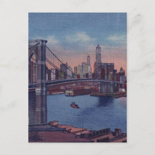Vintage Brooklyn Bridge Postkarte