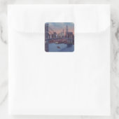 Vintage Brooklyn Bridge Quadratischer Aufkleber (Tasche)