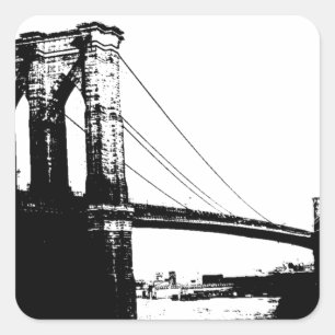 Vintage Brooklyn Bridge Quadratischer Aufkleber