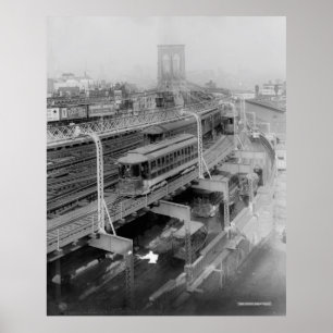 Vintage Brooklyn-Brücke Bahnphotograph (1910) Poster