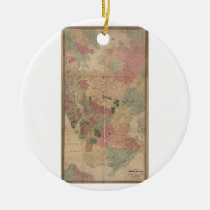 Vintage Brooklyn-Karte von 1872 - New York City, Q Keramikornament