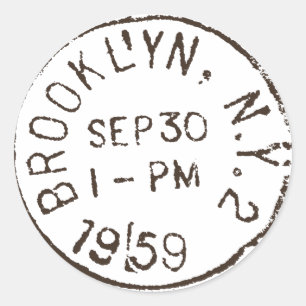 vintage brooklyn nyc new york city trendy post runder aufkleber