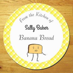 Vintage-Brot-Scheibe-Gelb-Karo-Back-Sticker Runder Aufkleber