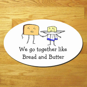 Vintage-Brot-und-Butter-Zusammen-Liebe-Aufkleber Ovaler Aufkleber