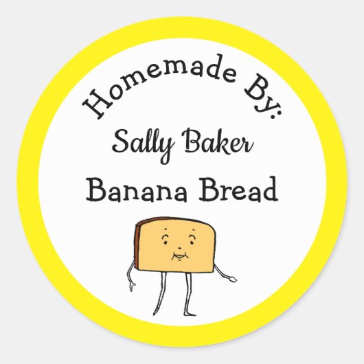 Vintage Brotscheibe, kundenspezifisch gelb Backauf Runder Aufkleber (Vorderseite)
