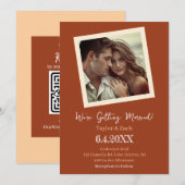 Vintage Brown and Cream Retro Photo Wedding Einladung (Vorne/Hinten)