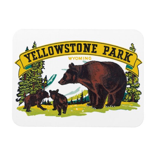 Vintage Brown-Bären in Yellowstone Nationalpark Magnet (Horizontal)