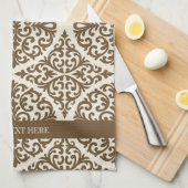 Vintage Brown Damask Heirloom Geschirrtuch (Viertel Falte)