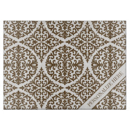 Vintage Brown Damask Kitchen Design Schneidebrett