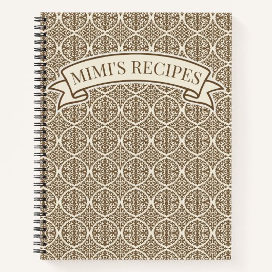 Vintage Brown Damask Kitchen Recipe  Notizblock (Vorderseite)