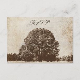 Vintage Brown-Eichen-Baum-Hochzeits-Wartekarte RSVP Karte