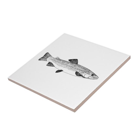 Vintage Brown-Forelle-Illustration Fliese (Seite)