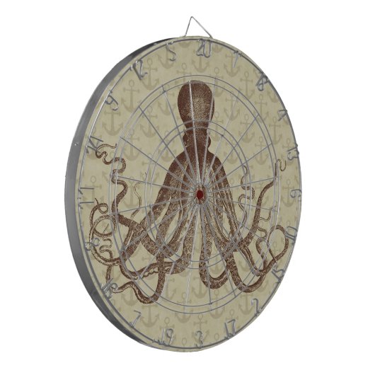 Vintage Brown-Krake mit Ankern Dartscheibe (Vorderseite Links)