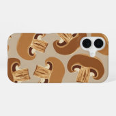 Vintage Brown Mushroom Slice Pattern iPhone 16 Hülle (Rückseite (Horizontal))