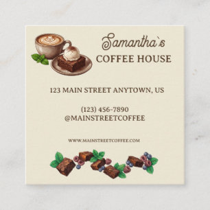 Vintage-Brownies- und Beeren-Bäckerei-Branding Quadratische Visitenkarte