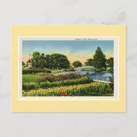 Vintage Brücke Detroit Belle Isle Postkarte (Vorderseite)
