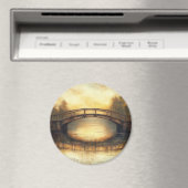 Vintage Brücke über den Fluss Malerei Landschaft Magnet (In Situ (Geschirrspüler))
