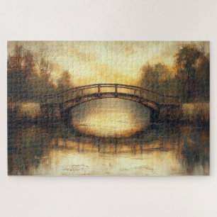 Vintage Brücke über den Fluss Malerei Landschaft Puzzle