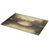 Vintage Brücke über den Fluss Malerei Landschaft Schneidebrett (Ecke)