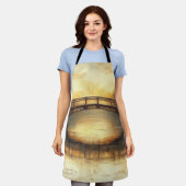 Vintage Brücke über den Fluss Malerei Landschaft Schürze (Getragen)