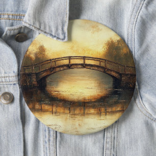 Vintage-Brücke über Fluss Gemälde Landschaft  Button