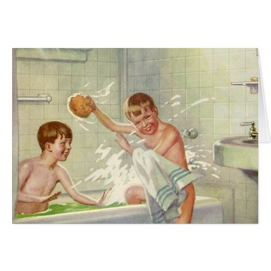 Vintage Brüder, Kinder, Jungen in der Tube, (Vorderseite (Horizontal))